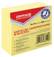 Karteczki Office Products 76x76mm jasnożółte (400)