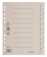 Przekładka DONAU, karton, A4, 235x300mm, 1-10, 1 karta, szara