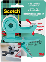 Podajnik do taśmy biurowej Scotch Clip&Twist C-19 (+ taśma) zielony