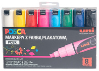 Markery z farbą plakatową Uni POSCA PC-8K 8 kolorów