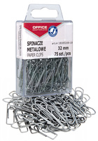 Spinacze metalowe OFFICE PRODUCTS, 32mm, w pudełku, 75szt., srebrne