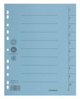Przekładka DONAU, karton, A4, 235x300mm, 1-10, 1 karta, niebieska