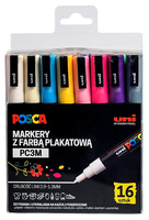 Markery z farbą plakatową Uni POSCA PC-3M 16 kolorów