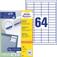 ETYKIETY A4 AVERY 48,5*16,9mm BIAŁE (100)