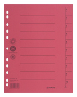 Przekładka DONAU, karton, A4, 235x300mm, 1-10, 1 karta, czerwona