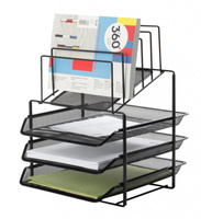 Organizer na biurko Q-Connect 3 półki i sorter metalowy czarny