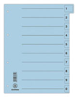 Przekładka DONAU, karton, A4, 235x300mm, 0-9, 1 karta z perforacją, niebieska