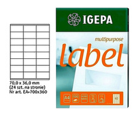 ETYKIETY A4 IGEPA 70,0*36,0mm BIAŁE (100)