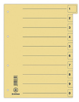Przekładka DONAU, karton, A4, 235x300mm, 0-9, 1 karta z perforacją, żółta