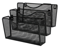 Zestaw 3 półek na dokumenty Q-Connect naścienny metalowy czarny