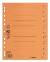 Przekładka DONAU, karton, A4, 235x300mm, 1-10, 1 karta, pomarańczowa