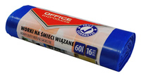 Worki na śmieci wiązane OFFICE PRODUCTS, premium (LDHD), 60L, 16szt., niebieskie