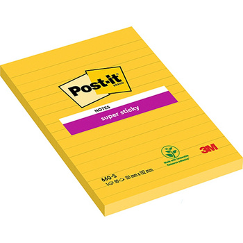 KARTECZKI POST-IT SUPER STICKY 102x152mm ŻÓŁTE (75)