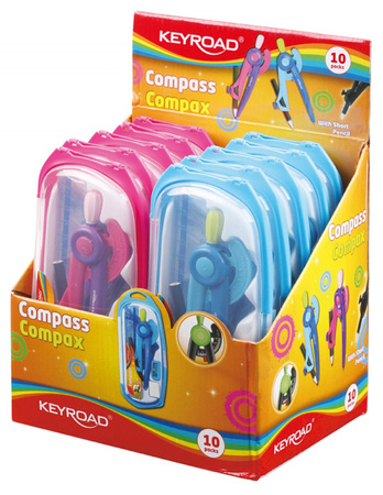 Zestaw Keyroad: cyrkiel linijka kątomierz ekierka temperówka gumka