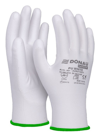 Rękawice Donau Safety PU White rozm.11 białe