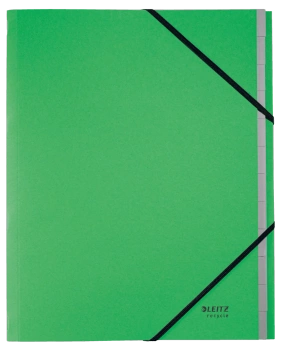Teczka PP z gumką Leitz Recycle A4 12 przekładek zielona