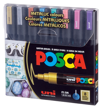 Markery z farbą plakatową Uni POSCA PC-5M 8 kolorów