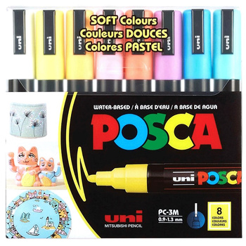 Markery z farbą plakatową Uni POSCA PC-3M 8 kolorów