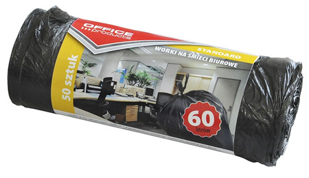 Worki na śmieci Office Products 60L HDPE czarne (50)