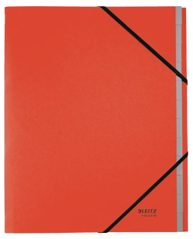 Teczka PP z gumką Leitz Recycle A4 12 przekładek czerwona