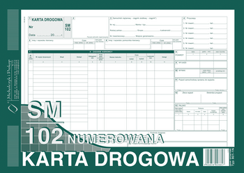 KARTA DROGOWA - SAMOCHÓD CIĘŻAROWY A4 NUMEROWANA