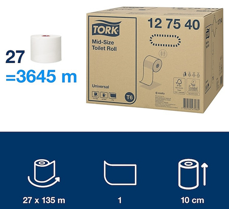 Papier toaletowy Tork Universal T6 135m 1w biały (27)