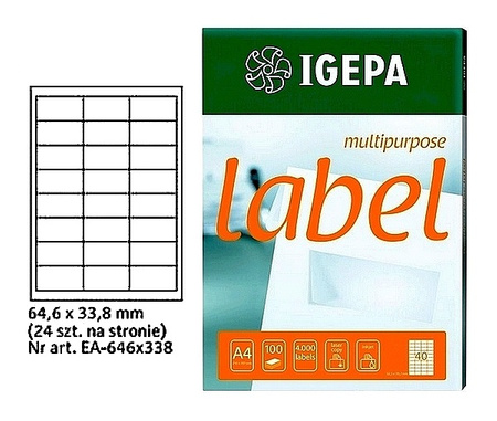 ETYKIETY A4 IGEPA 64,6*33,8mm BIAŁE (100)