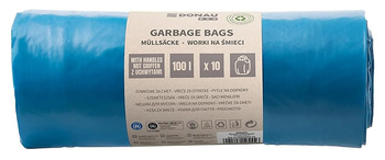 Worki na śmieci DONAU ECO, z uchwytami Knoties, 100l, 10 szt., niebieskie