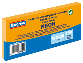 Karteczki Donau 38x51mm neon pomarańczowe (3x100)