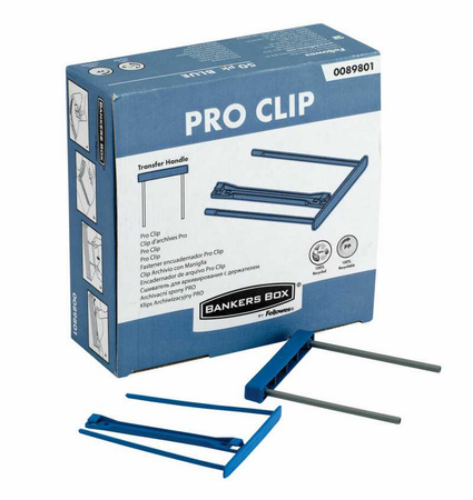 Klipsy archiwizacyjne Bankers Box Pro 100mm niebieskie (50)