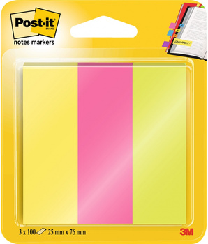 ZAKŁADKI POST-IT 26x76mm 3 KOLORY (3x100)