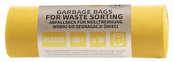 Worki na śmieci DONAU ECO, do segregacji plastiku, 60l, 10 szt., żółte