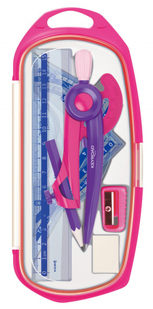 Zestaw Keyroad: cyrkiel linijka kątomierz ekierka temperówka gumka