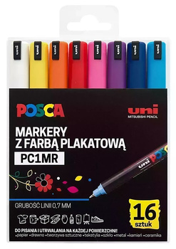 Markery z farbą plakatową Uni POSCA PC-1MR 16 kolorów