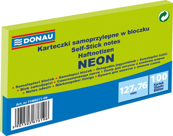 Karteczki Donau 127x76mm neon zielone (100)