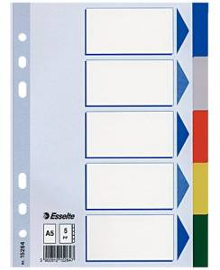 PRZEKŁADKI PP ESSELTE A5 INDEX 5 KOLORÓW