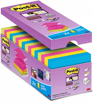 Karteczki Post-it Super Sticky Z-Notes 76x76mm mix kolorów (16x90)