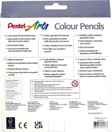 KREDKI OŁÓWKOWE PENTEL 24 KOLORY