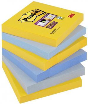 Karteczki Post-it Super Sticky 76x76mm (654-6SS-NY) mix kolorów (6x90)