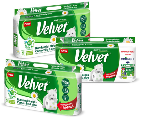 Papier toaletowy Velvet Rumianek i aloes (8+2)