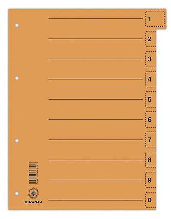 Przekładka DONAU, karton, A4, 235x300mm, 0-9, 1 karta z perforacją, niebieska