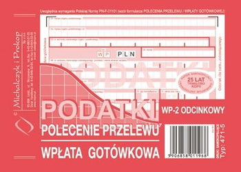 PODATKI - POLECENIE PRZELEWU/WPŁATA GOTÓWKOWA A6 (O+1K)