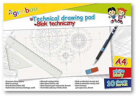 Blok techniczny Gimboo A4/10k biały
