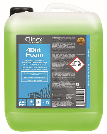 Preparat CLINEX 4Dirt Foam 5L, do usuwania tłustyc