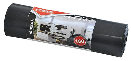 Worki na śmieci domowe OFFICE PRODUCTS, mocne (LDPE), 160l, 10szt., czarne