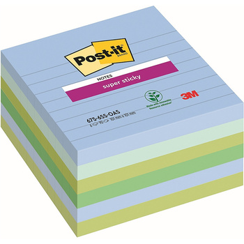 Karteczki Post-it Super Sticky 101x101mm (675-6SS-OAS) w linię (6x90)