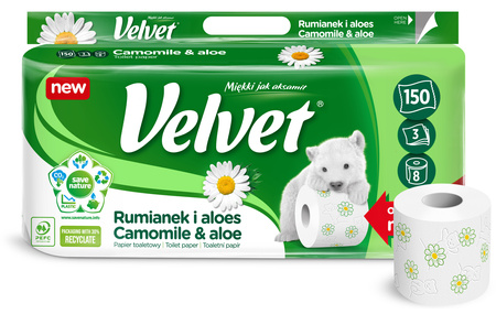 Papier toaletowy Velvet Rumianek i aloes (8+2)