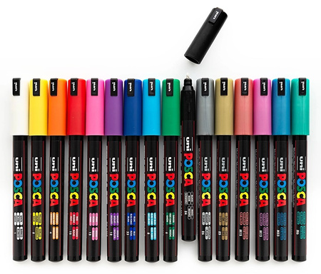 Markery z farbą plakatową Uni POSCA PC-1MR 16 kolorów