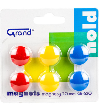 Magnesy do tablic Grand śr.20mm 3 kolory (3x2)