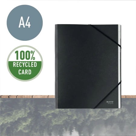 Teczka PP z gumką Leitz Recycle A4 12 przekładek czarna